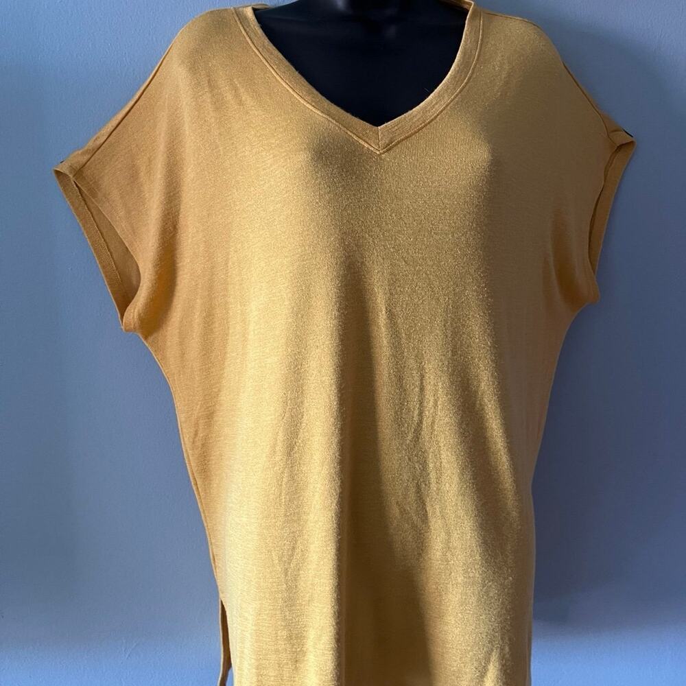 ORVIS Womens Tall T-Shirt Top UK 18 XL Yellow Polyester